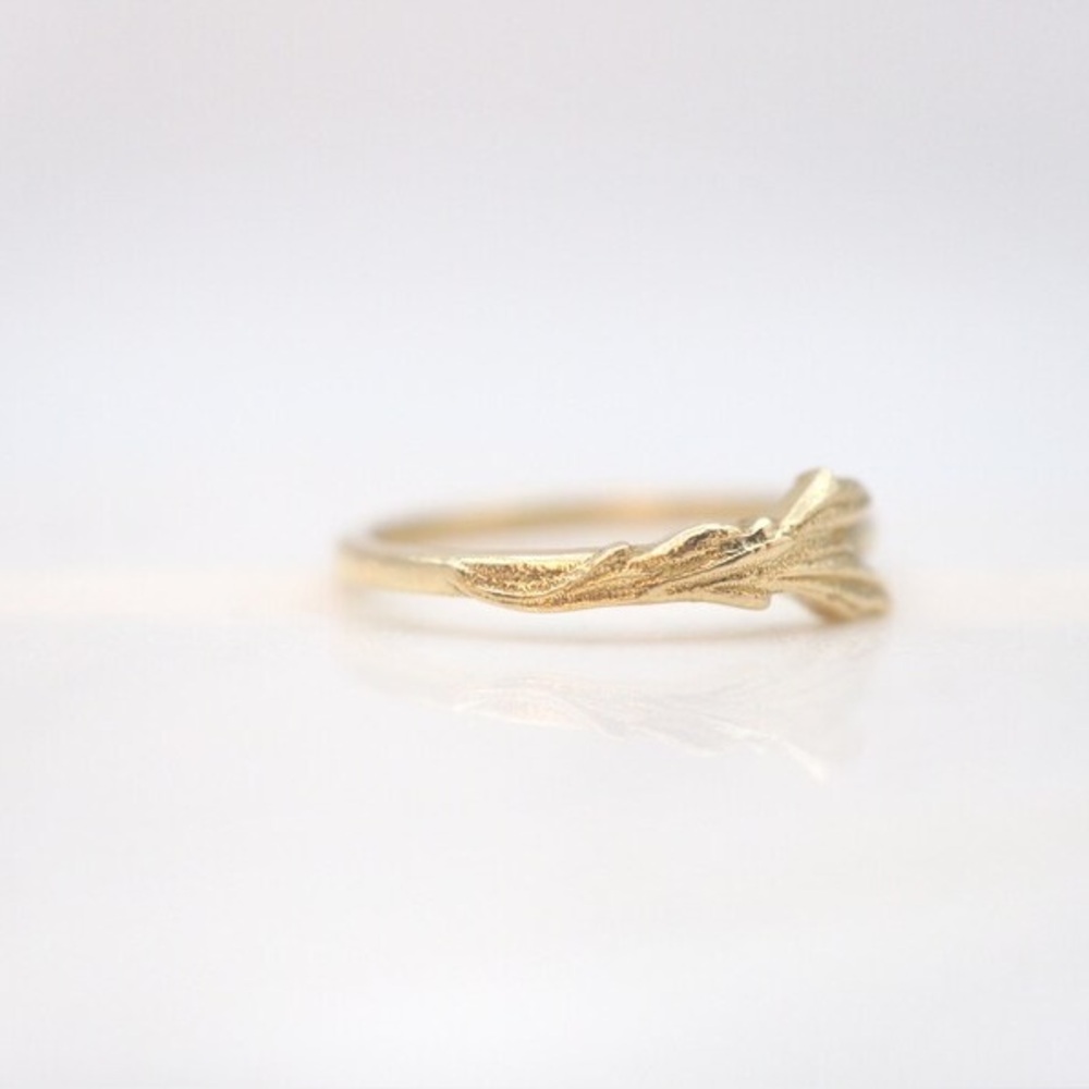 10k Yellow Gold Nature Inspired Twig Branch Ring - Picture 6 of 8